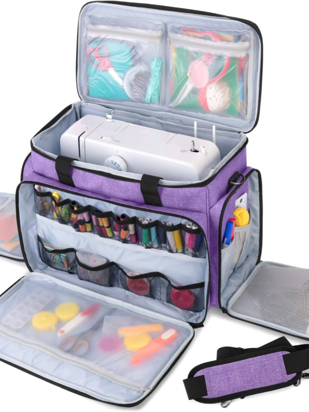 Sewing Machine Case with Removable Padding Pad, Purple